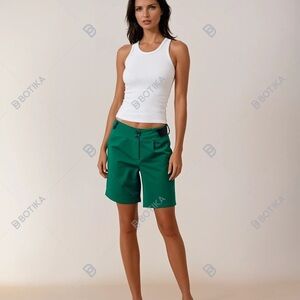 Women's Green Bermuda Shorts - Tailored Summer Bermudas